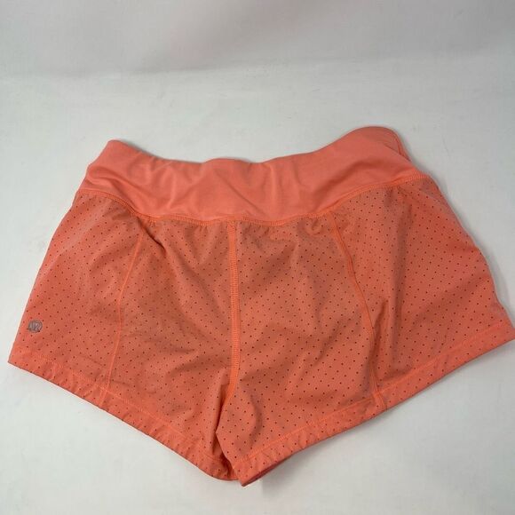 Lululemon Orange Athletic Quick-dry Perforated Final Lap Running Shorts Size 6 - Picture 1 of 6